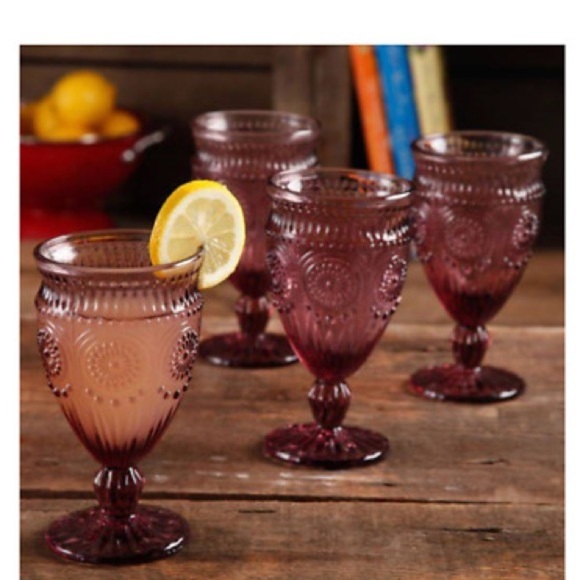The Pioneer Woman Adeline 12 Oz.4 Piece PlumGoblet - Picture 1 of 3